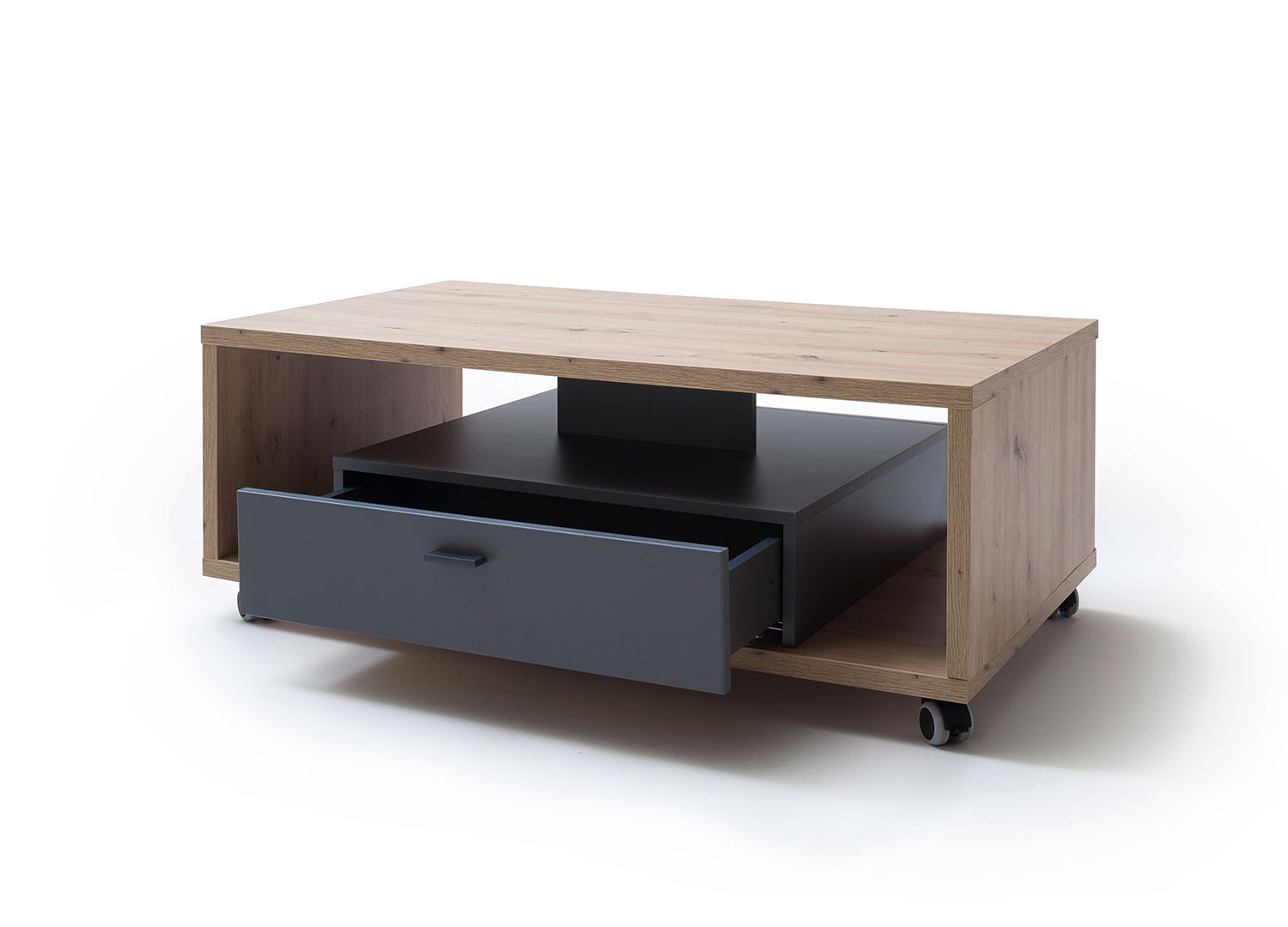 Table basse rectangulaire sur roulettes avec rangement