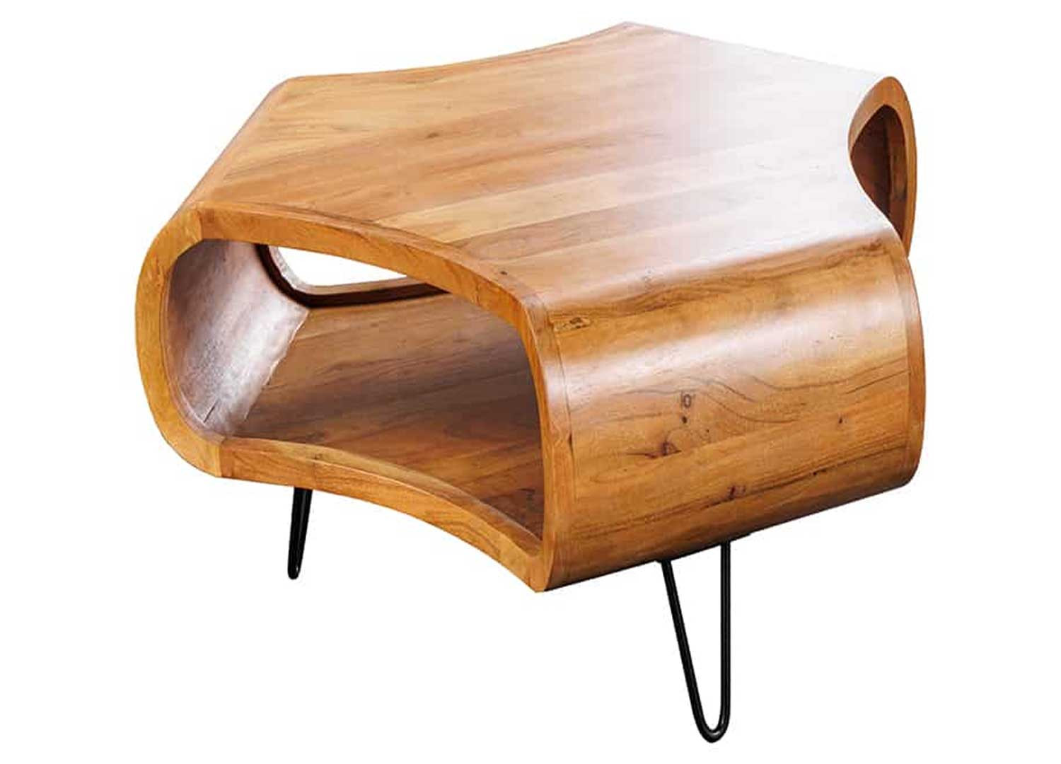 Table basse rétro en acacia finition miel Nivor