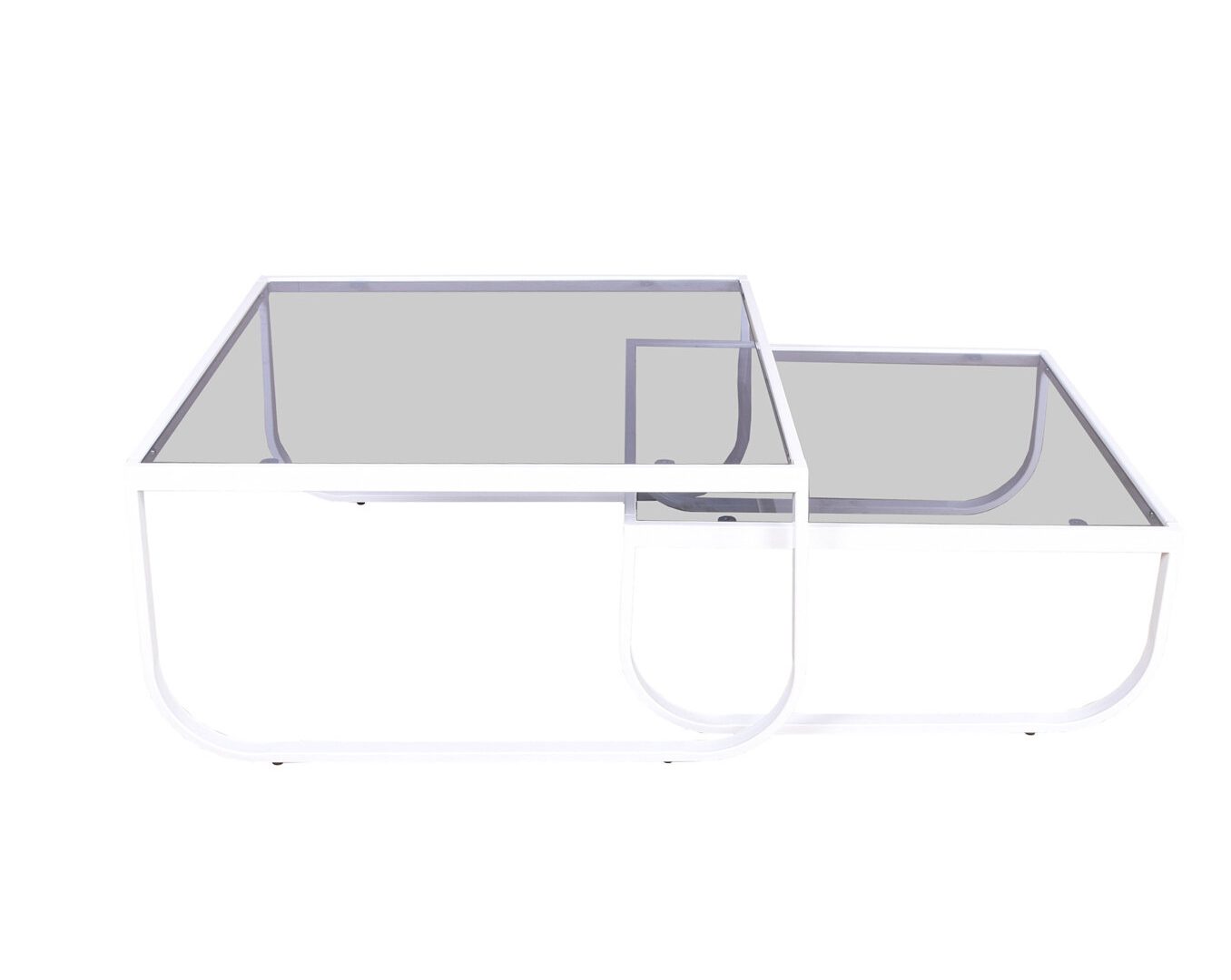 Vue produit de la table basse Rocker blanc en verre fumé