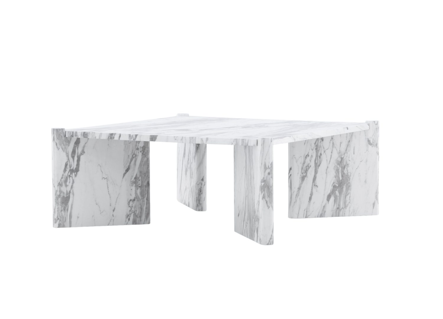 Vue produit de la table basse Rogaland blanc en effet marbre