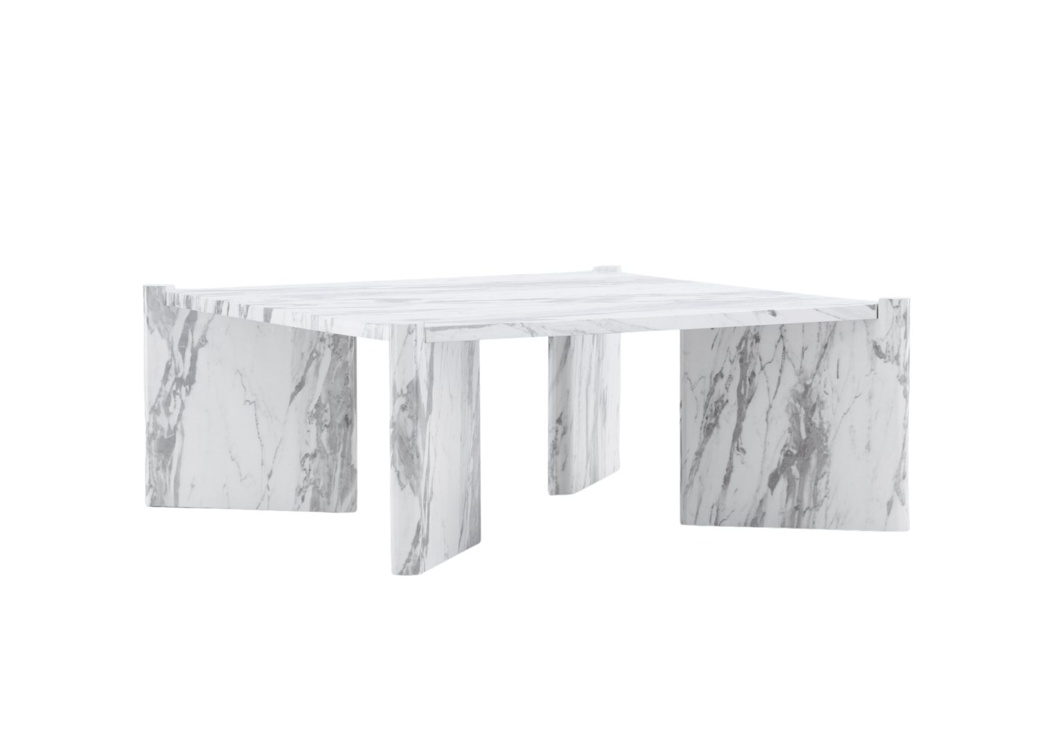Vue produit de la table basse Rogaland blanc en effet marbre