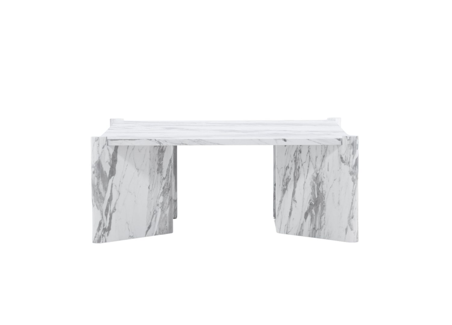 Vue produit de la table basse Rogaland blanc en effet marbre