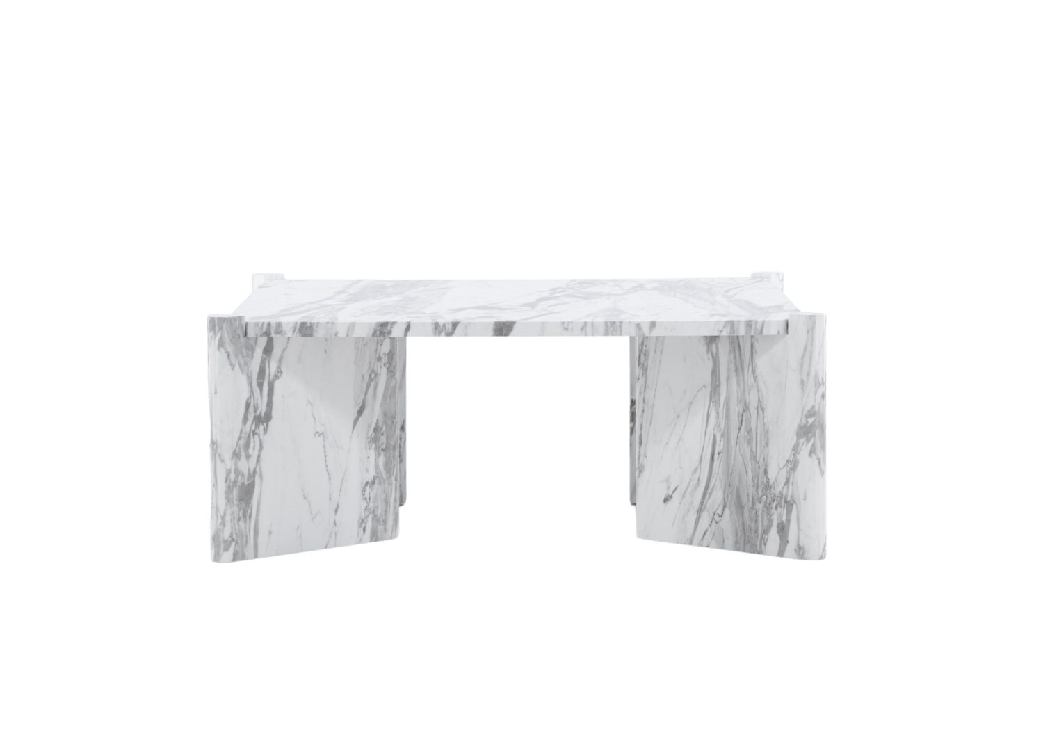 Table basse carrée Rogaland effet marbre blanc 100 cm sur fond blanc