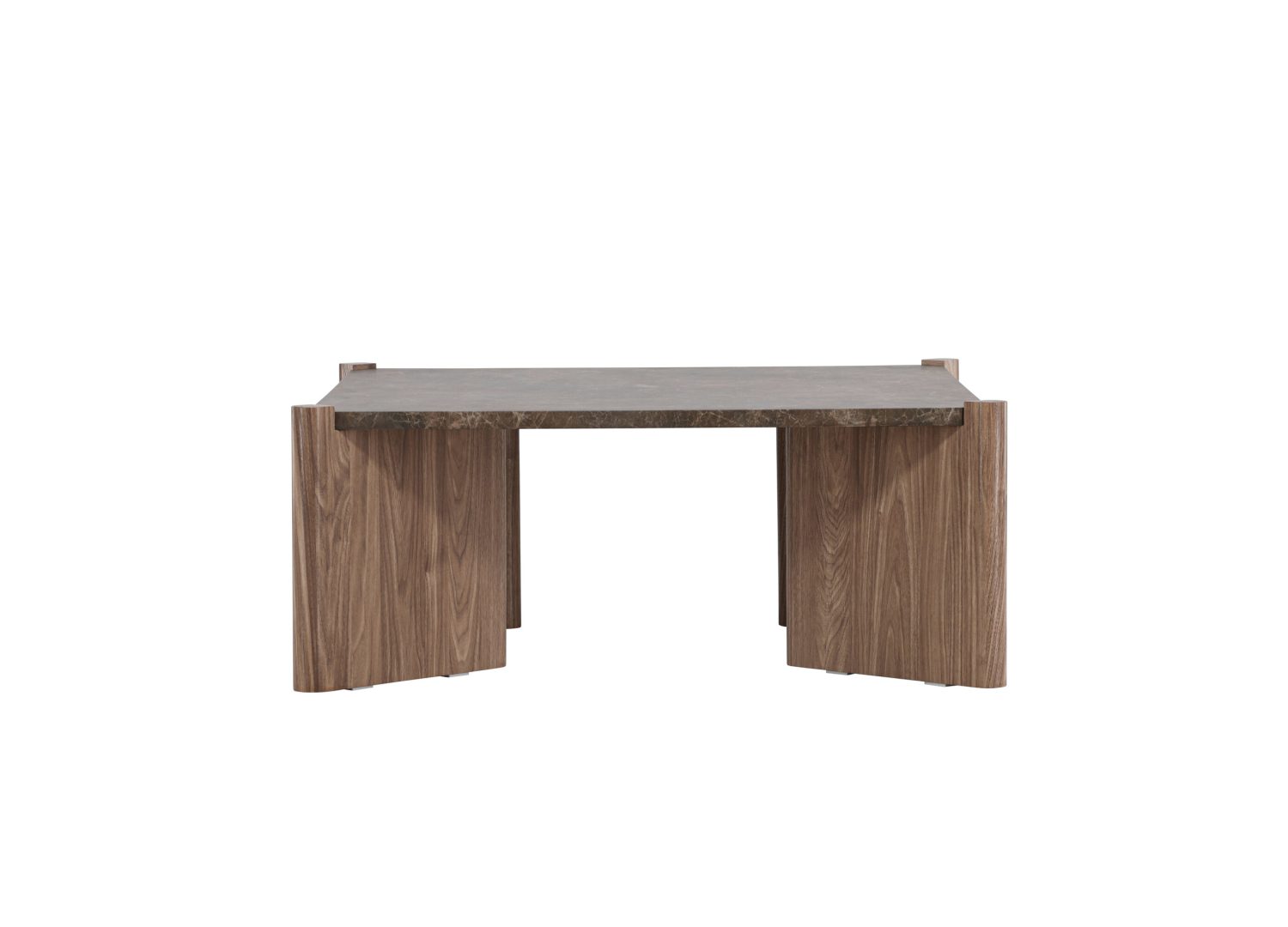 Table basse carrée Rogaland effet marbre marron 100 cm sur fond blanc