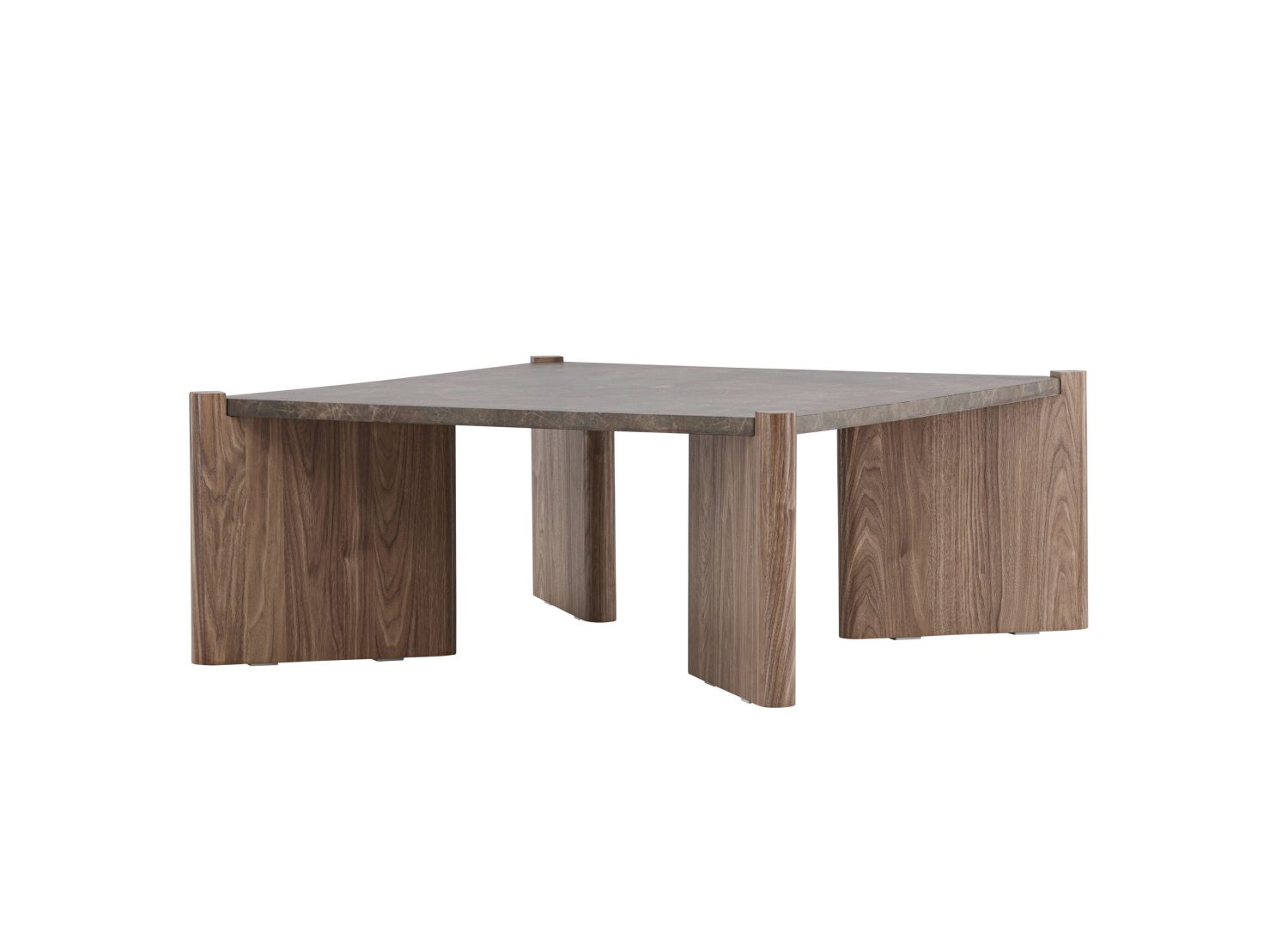 Vue produit de la table basse Rogaland marron en effet marbre
