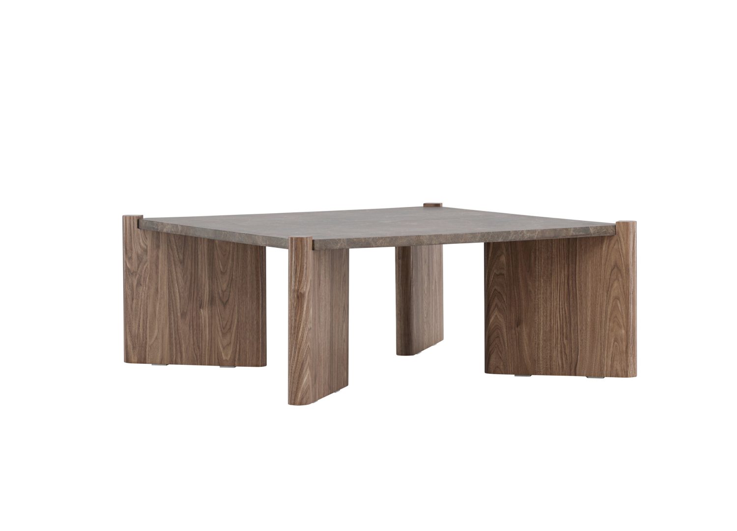 Vue produit de la table basse Rogaland marron en effet marbre