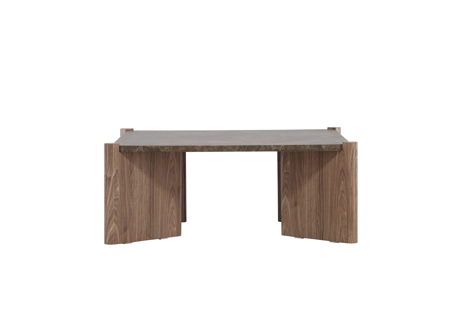 Vue produit de la table basse Rogaland marron en effet marbre