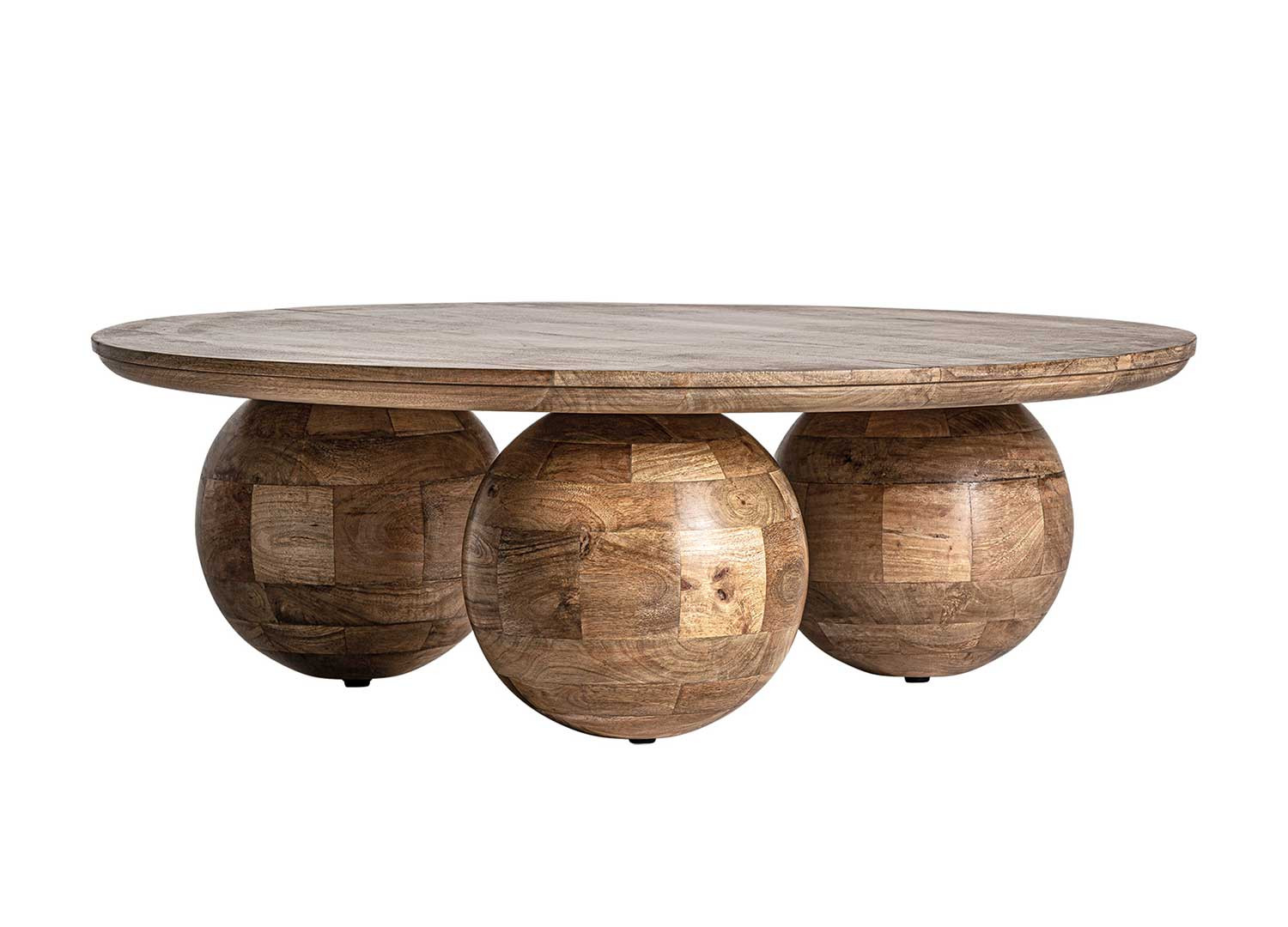 Table basse ronde en manguier et pieds ronds Bocksberg
