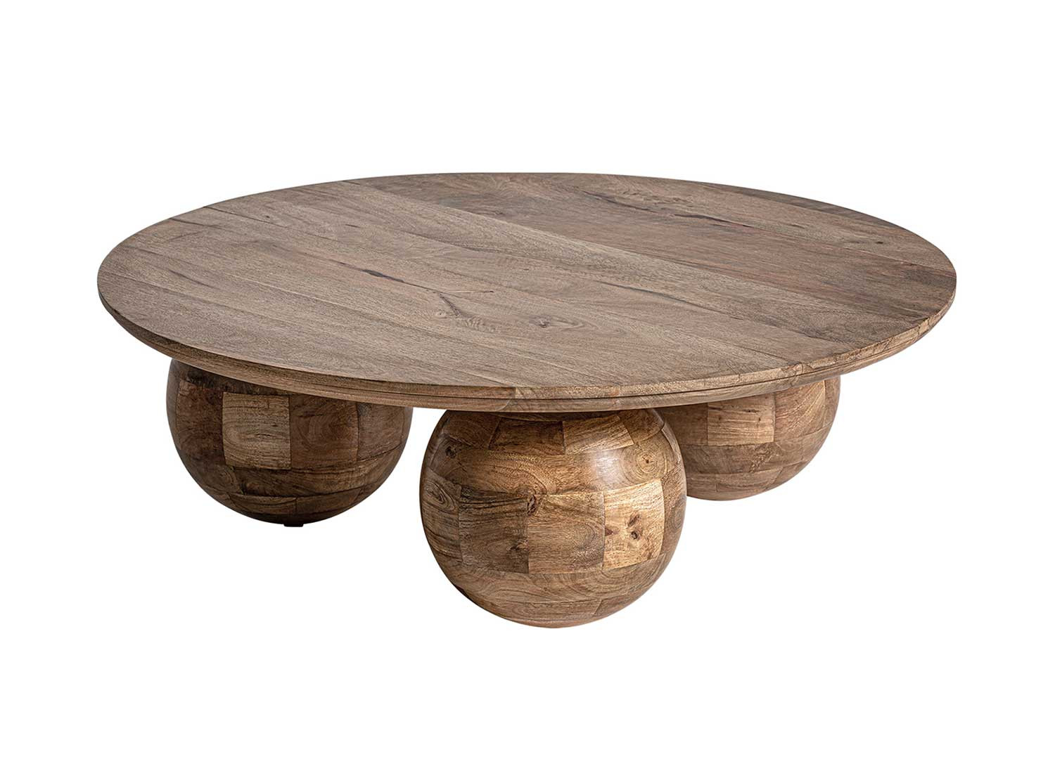 Table basse ronde en manguier et pieds ronds Bocksberg