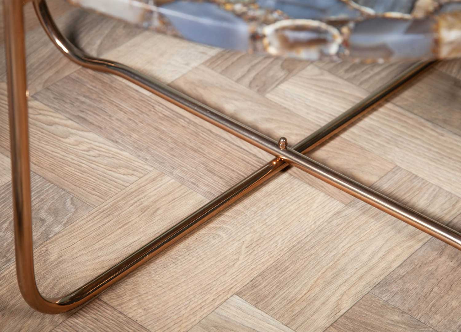Table basse ronde Ø 62 cm pierre d'agate et métal