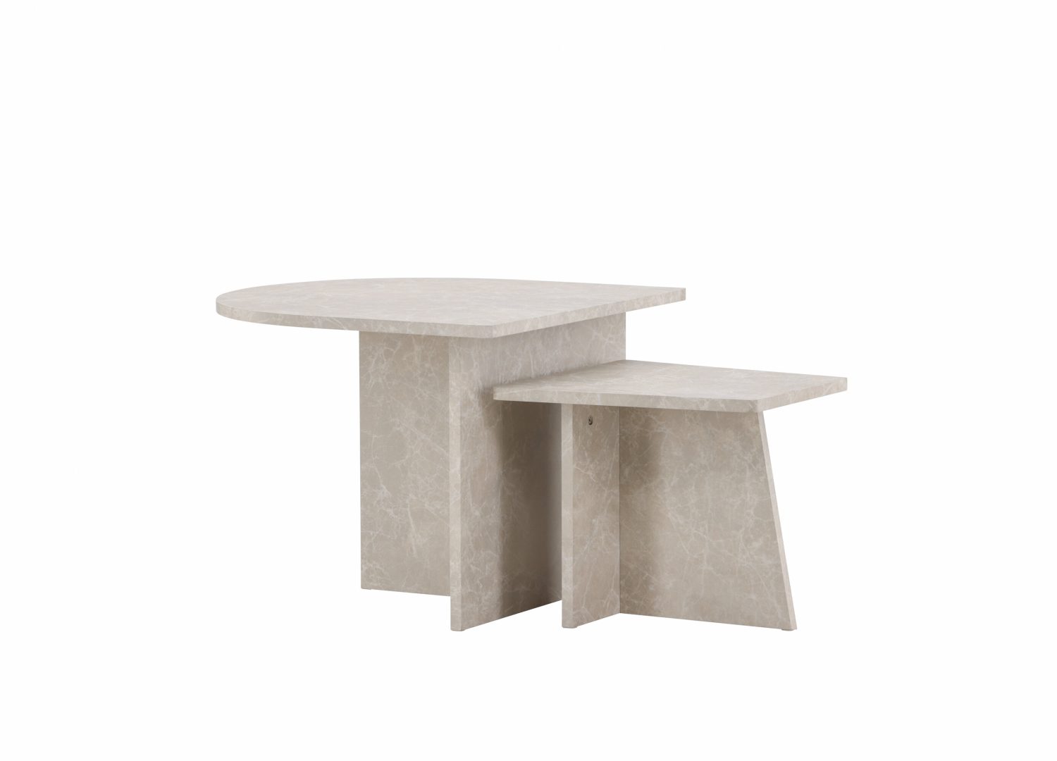 Vue produit de la table basse Sala beige en effet marbre