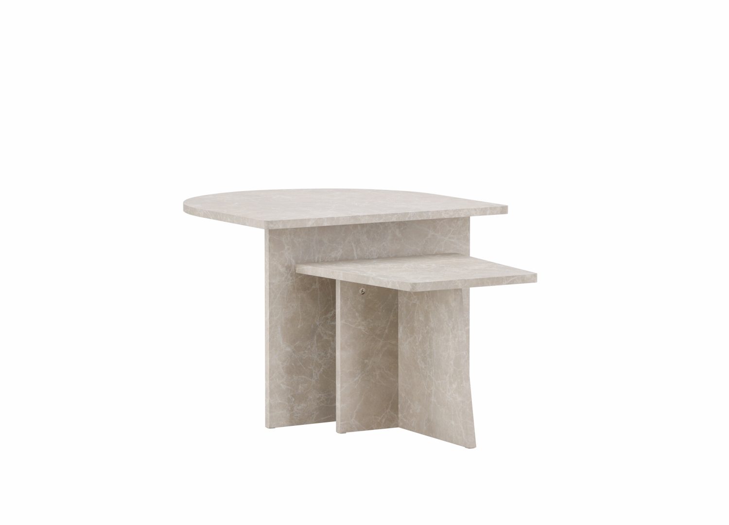 Vue produit de la table basse Sala beige en effet marbre