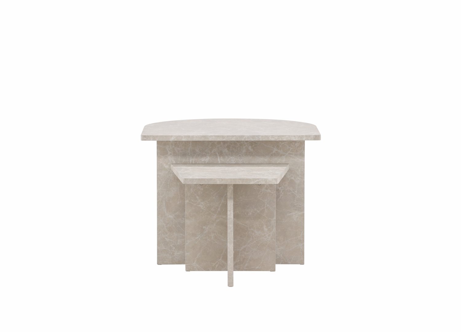 Vue produit de la table basse Sala beige en effet marbre