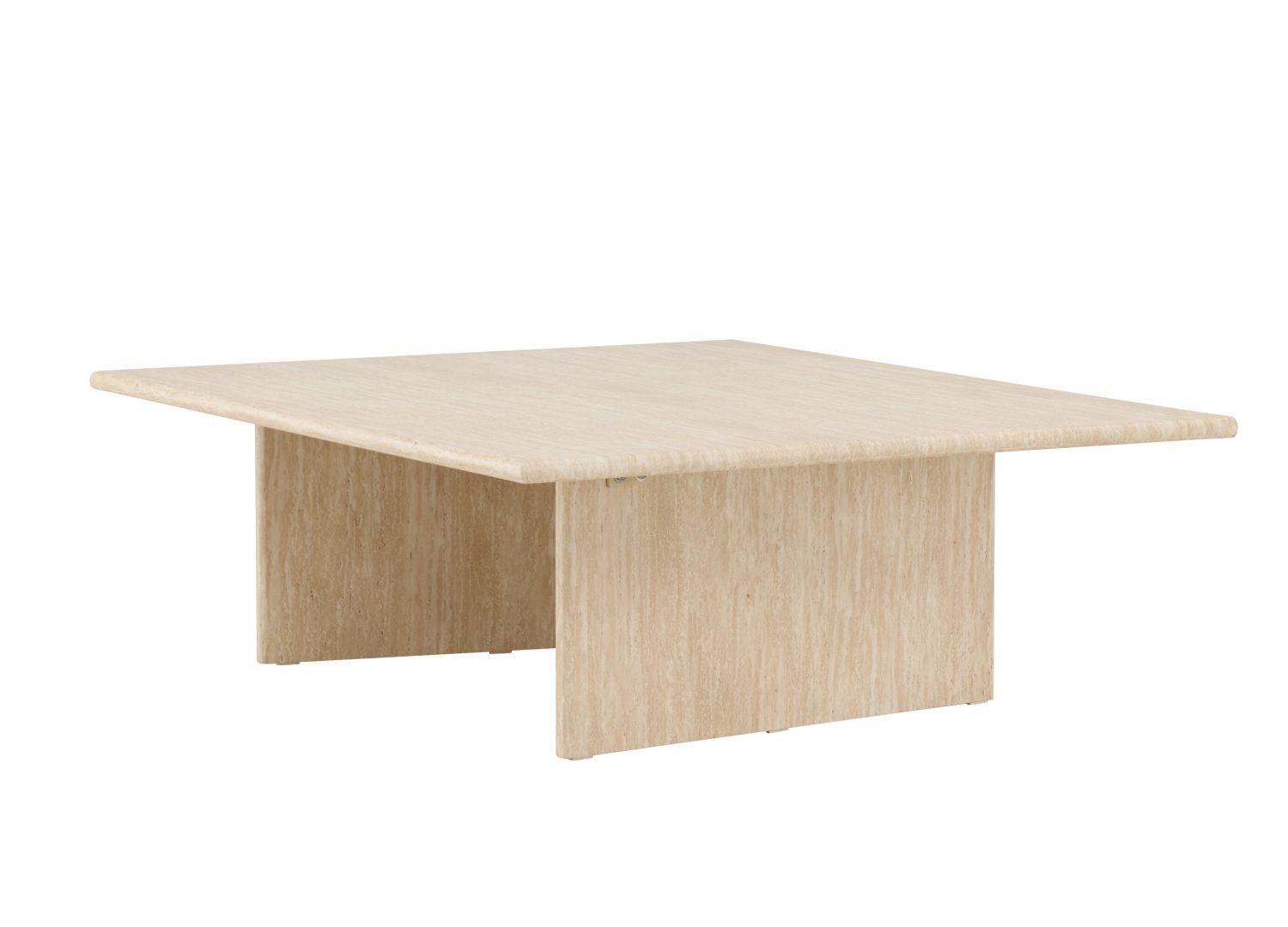 Vue produit de la table basse Skagen beige en effet travertin