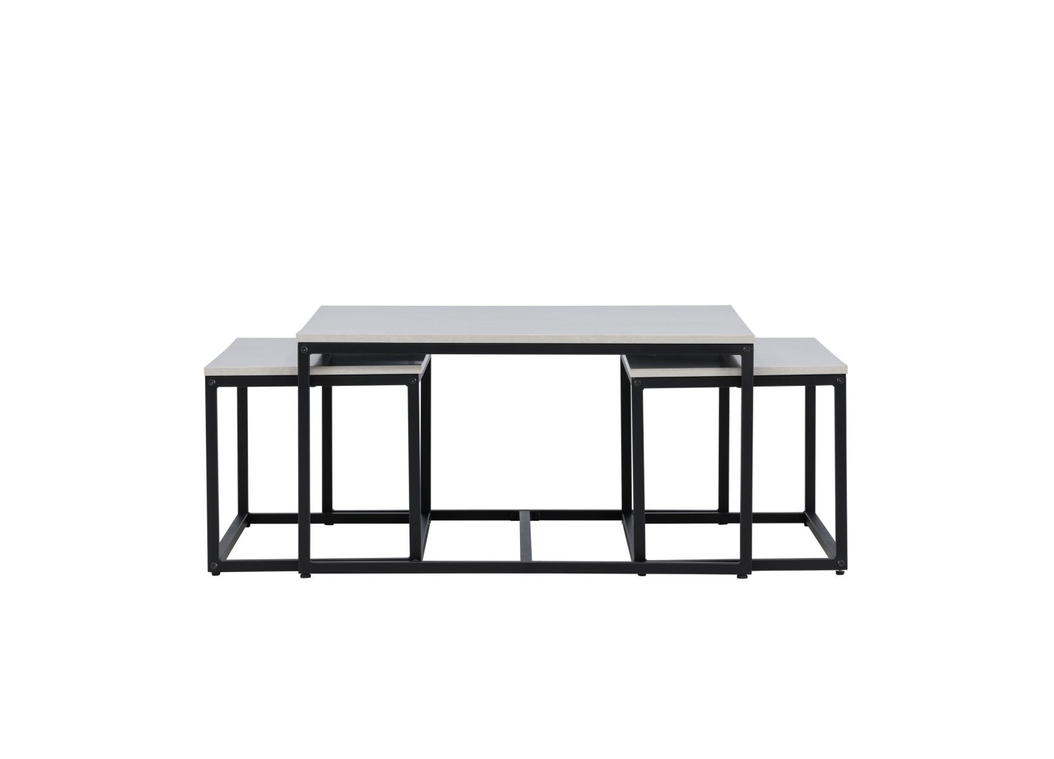 Tables basses gigognes Solna effet pierre gris sur fond blanc