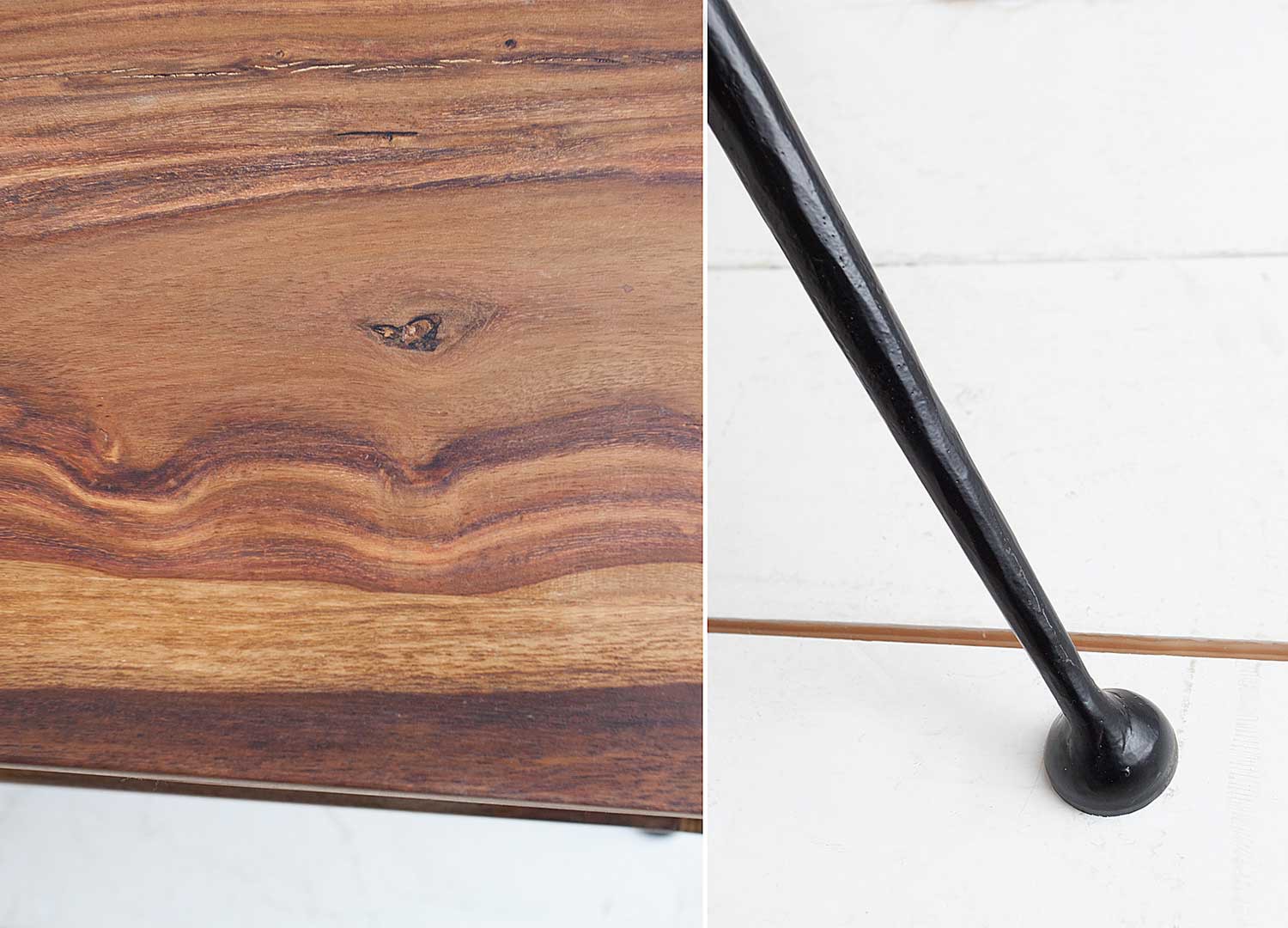 Table basse style rétro bois massif sesham 100 cm