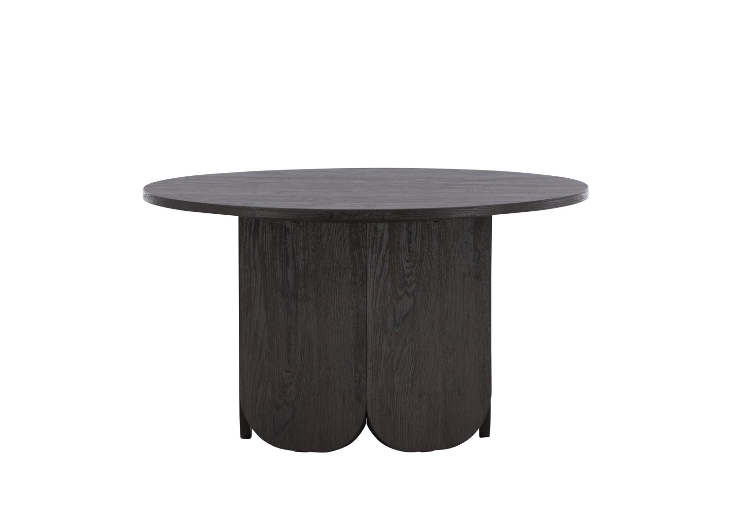 Table basse ronde Tekla MDF noir 80 cm sur fond blanc