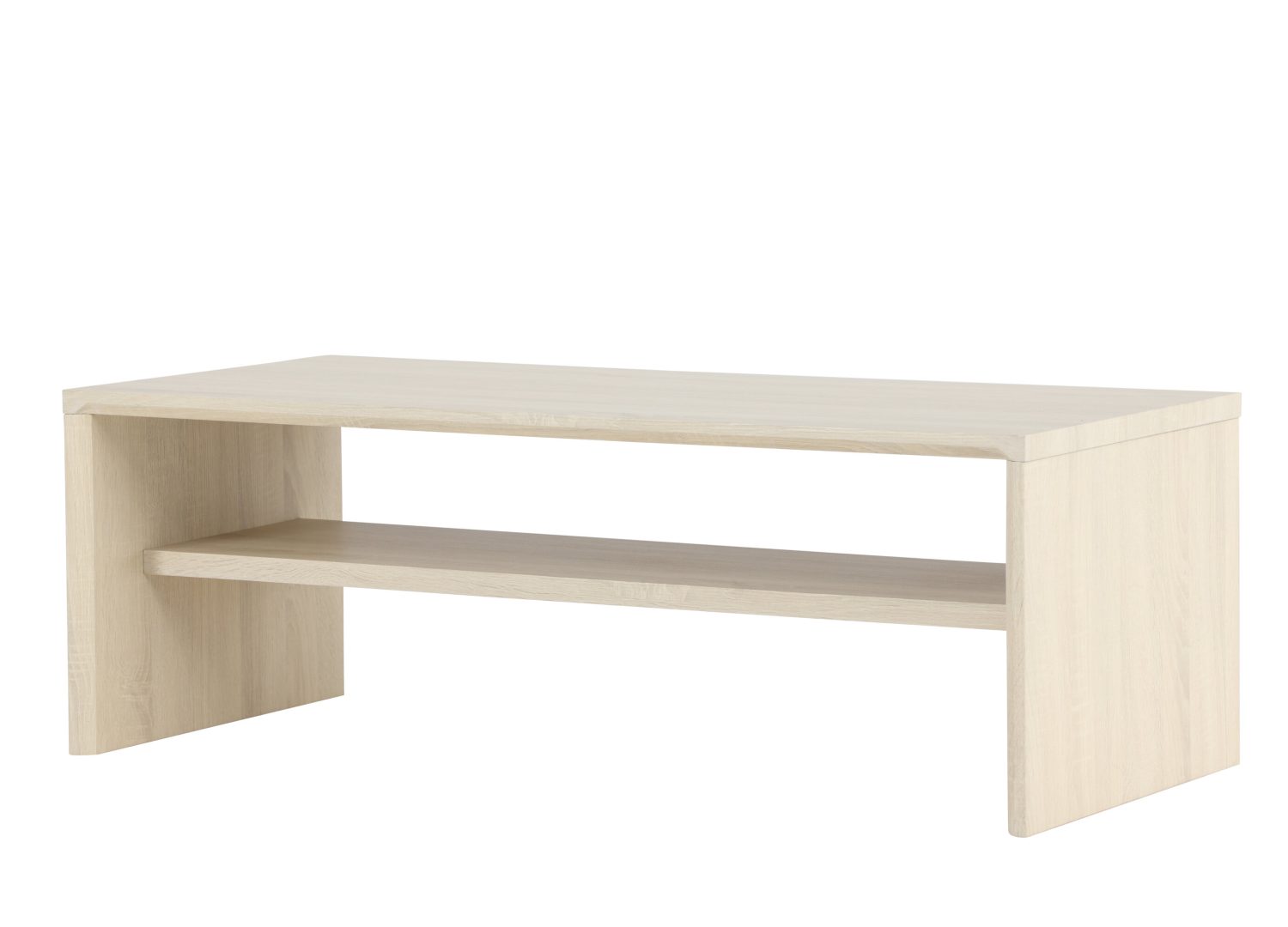 Vue produit de la table basse Telemarket blanchi en MDF