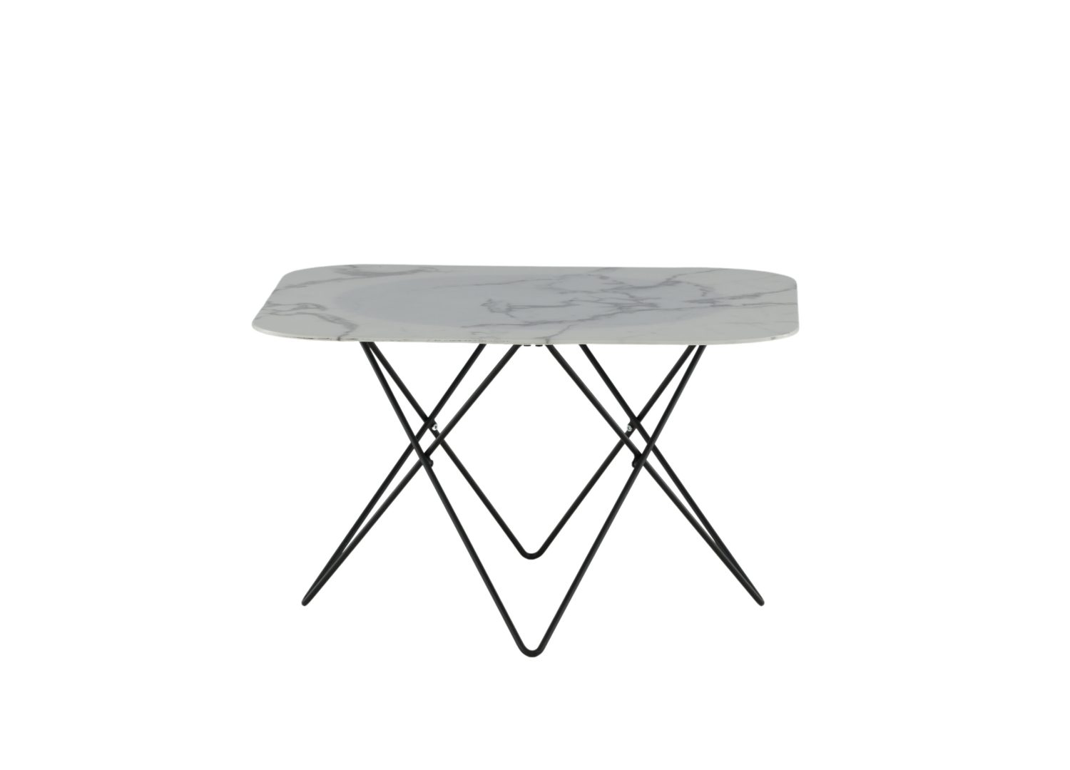Table basse carrée Tristar verre blanc 80 cm sur fond blanc