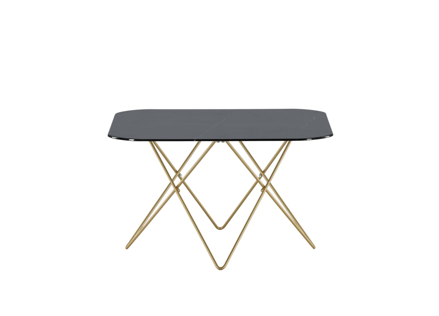 Table basse carrée Tristar verre noir 80 cm sur fond blanc