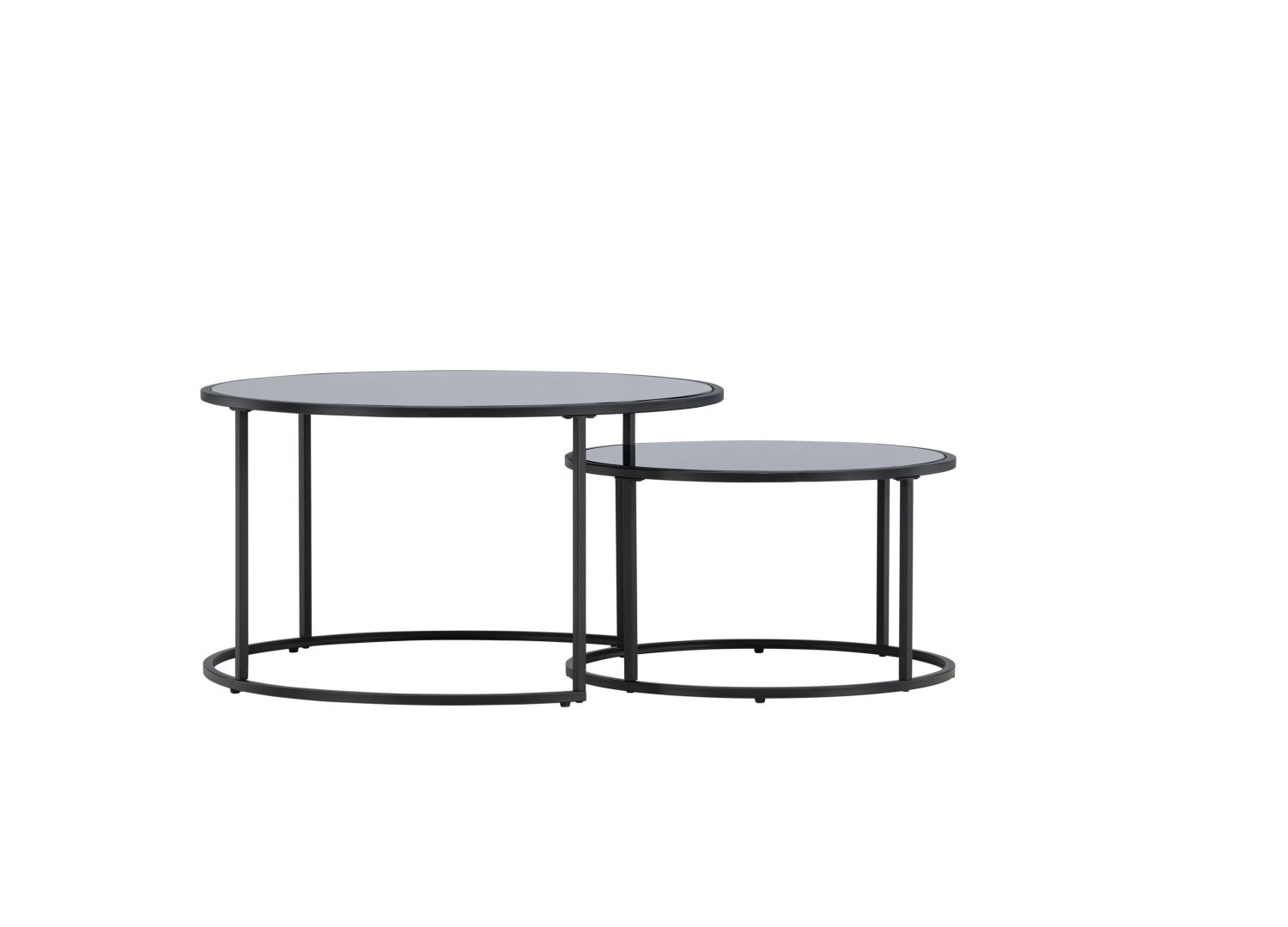 Tables basses gigognes Twin MDF noir sur fond blanc