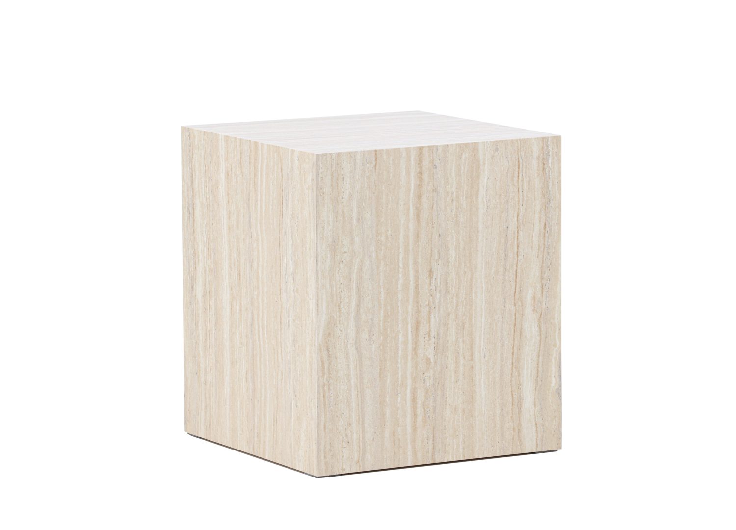 Vue produit de la table basse York beige en effet travertin