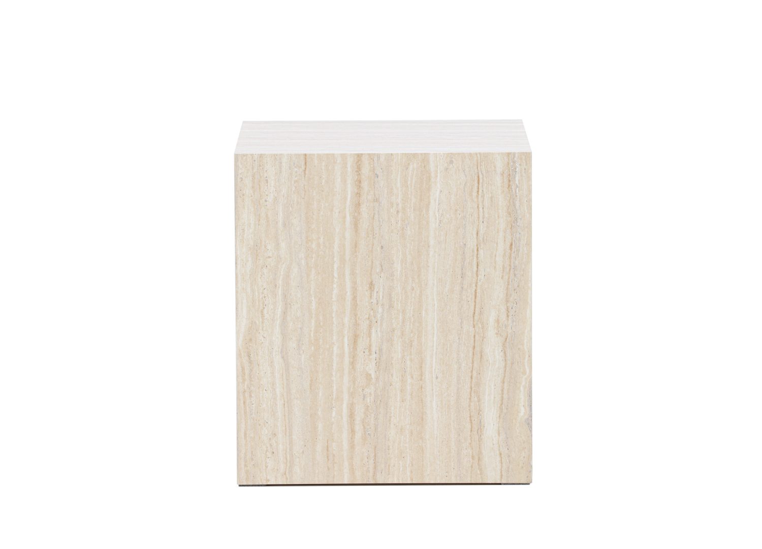 Vue produit de la table basse York beige en effet travertin