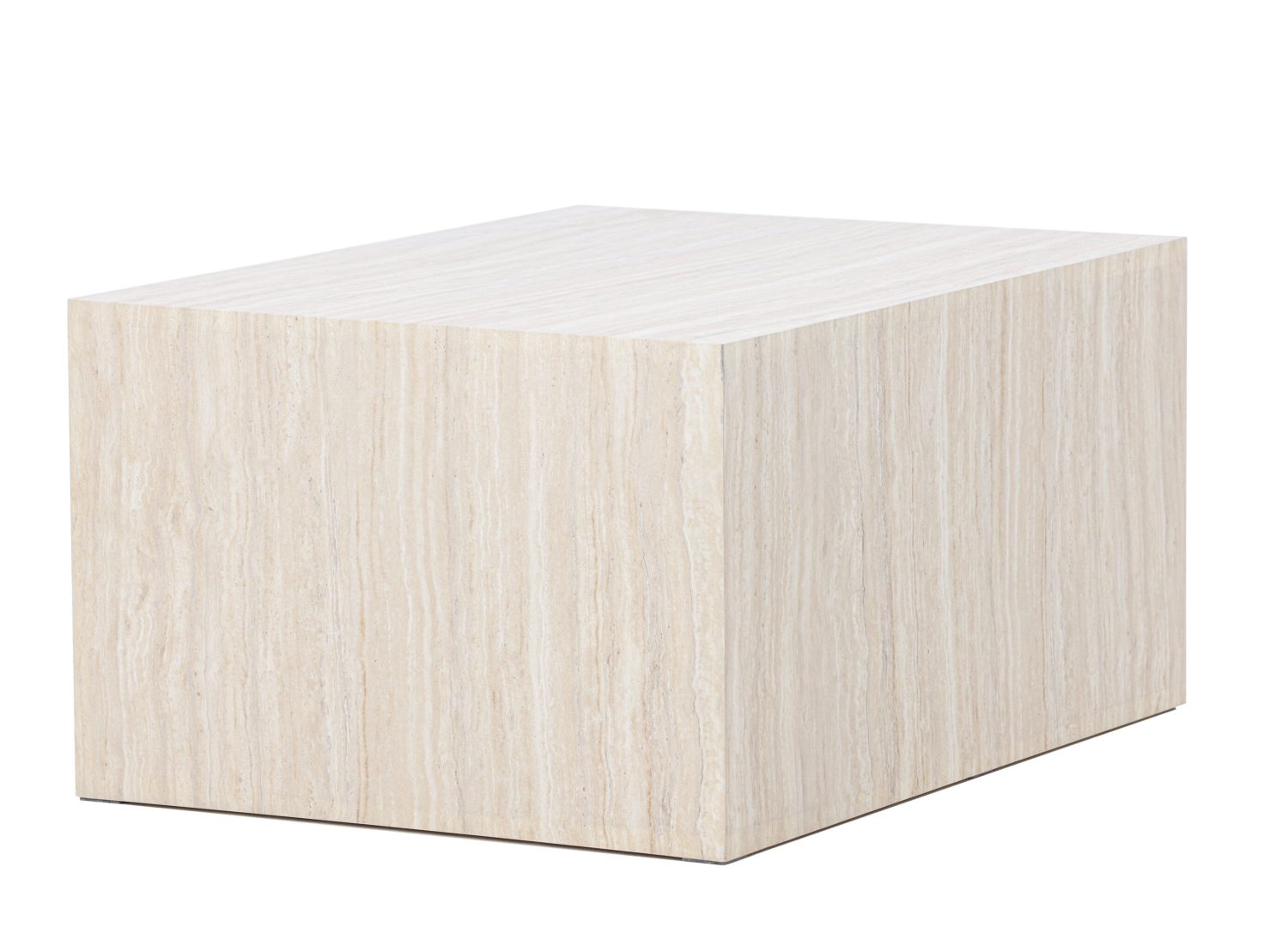 Vue produit de la table basse York beige en effet travertin