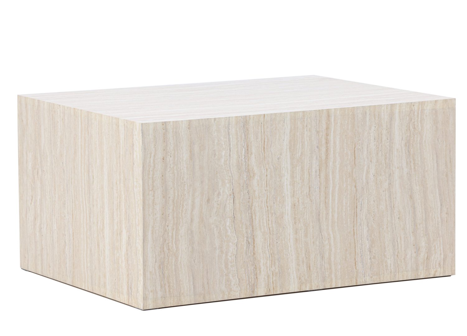 Vue produit de la table basse York beige en effet travertin
