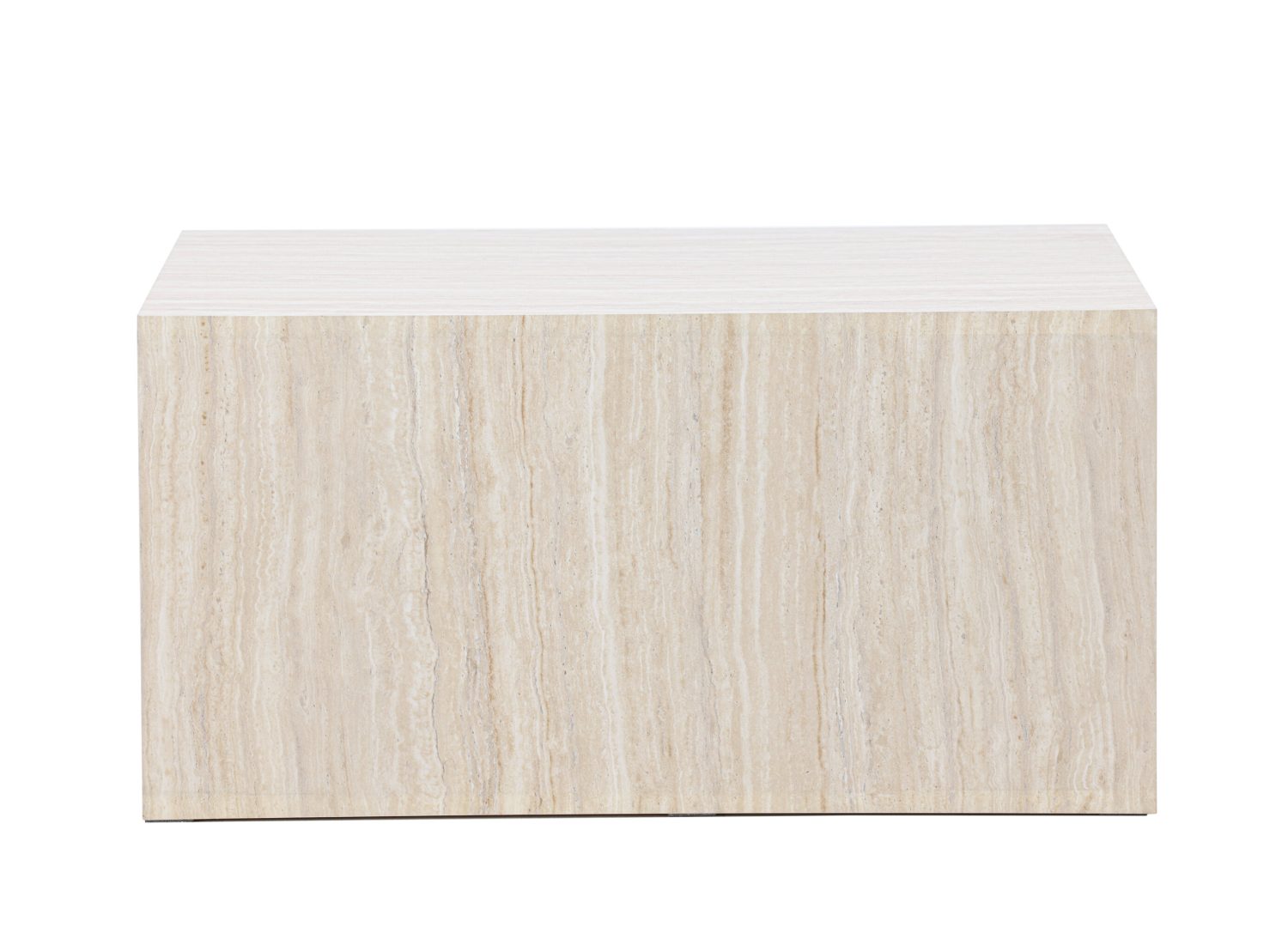 Vue produit de la table basse York beige en effet travertin