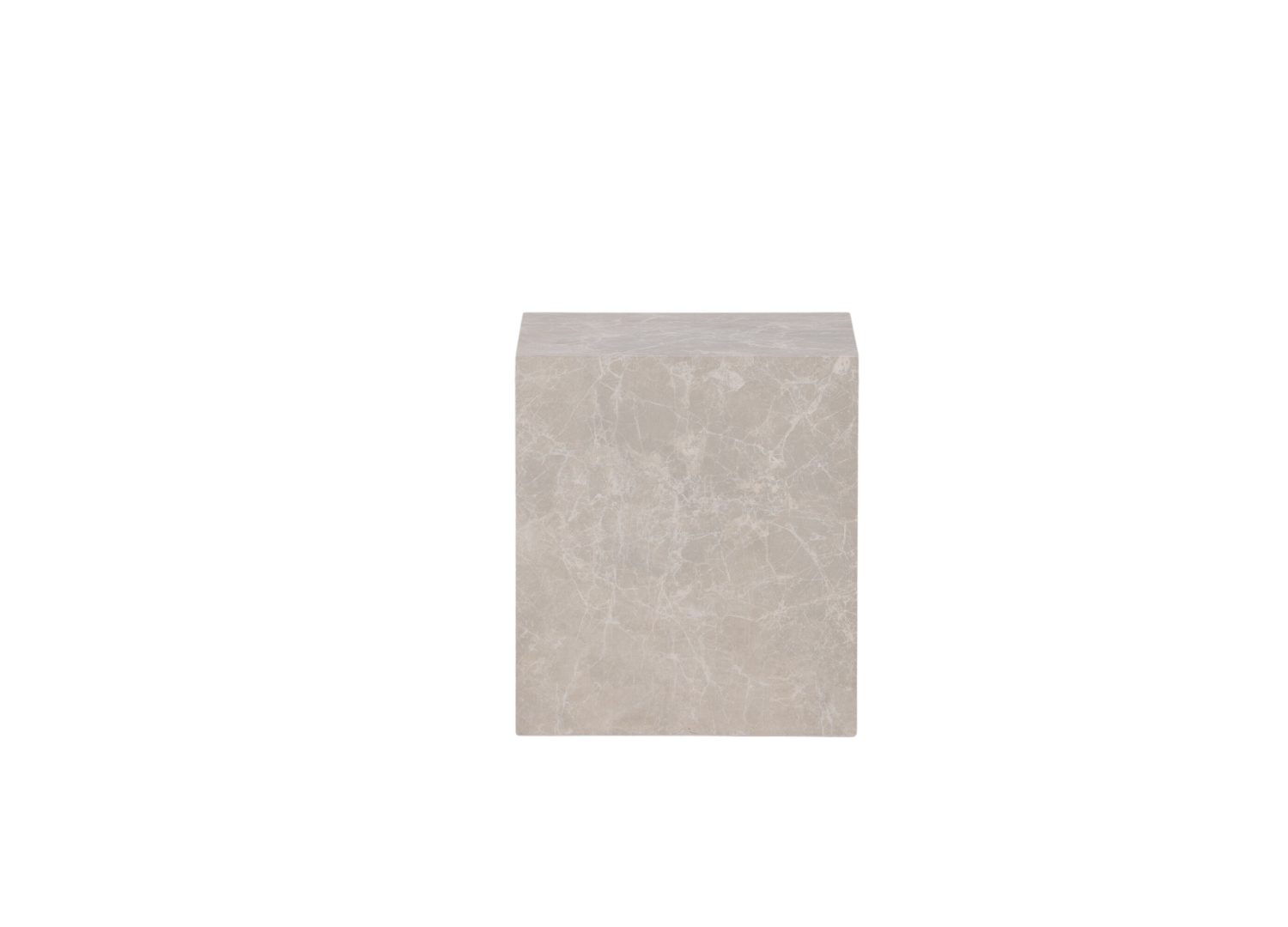 Table basse carrée York effet marbre beige 40 cm sur fond blanc