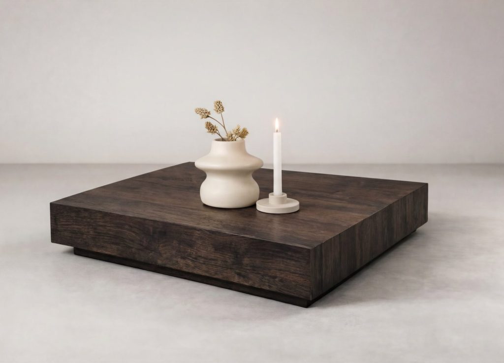 Table basse York moka dans un salon contemporain