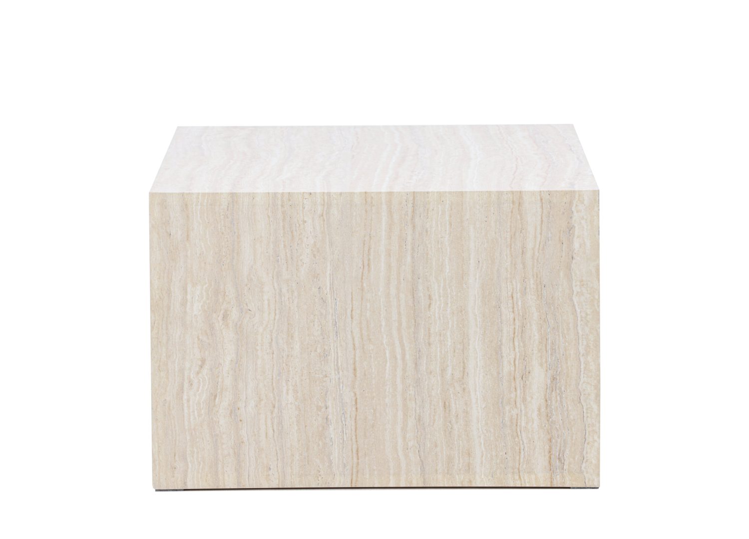 Table basse York effet travertin beige 80 cm sur fond blanc