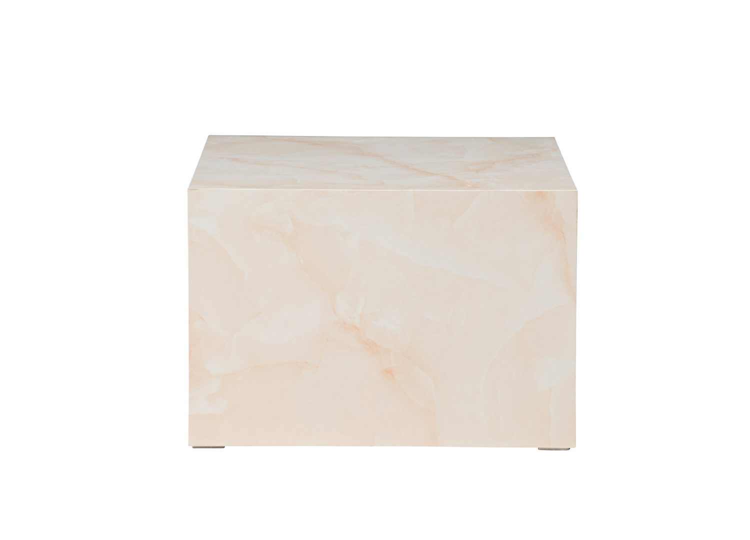 Table basse York effet marbre jaune clair 80 cm sur fond blanc
