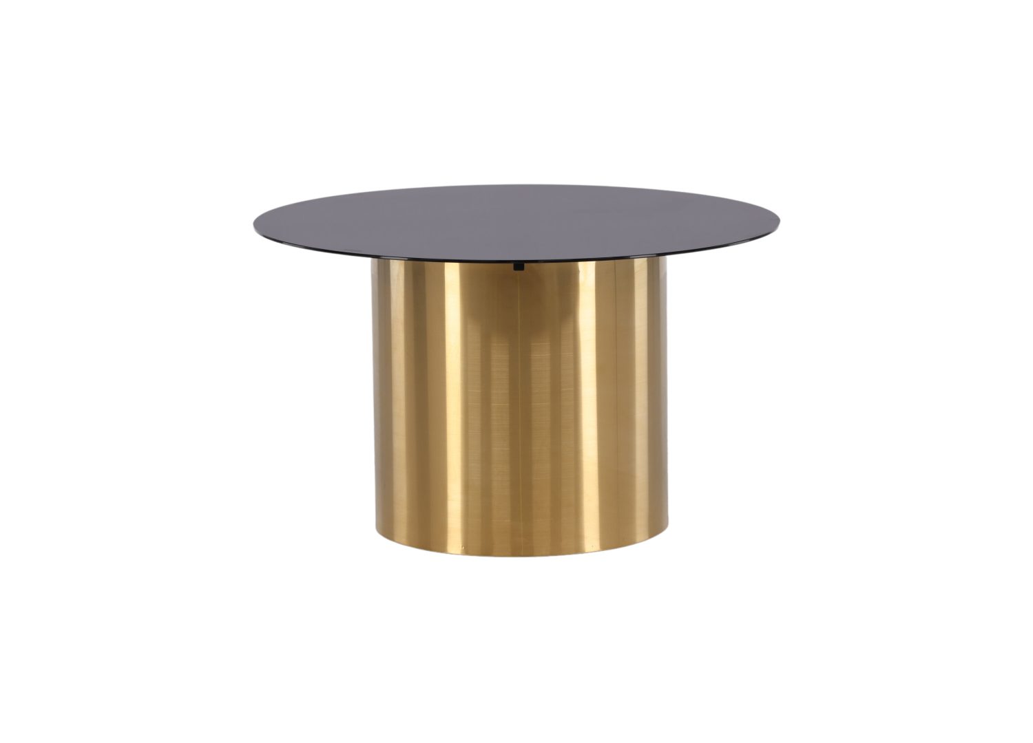 Table basse ronde Ystad verre fumé noir 80 cm sur fond blanc