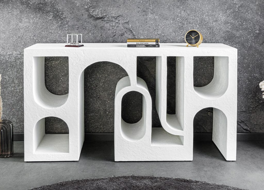 Table console 120 cm blanche géométrique
