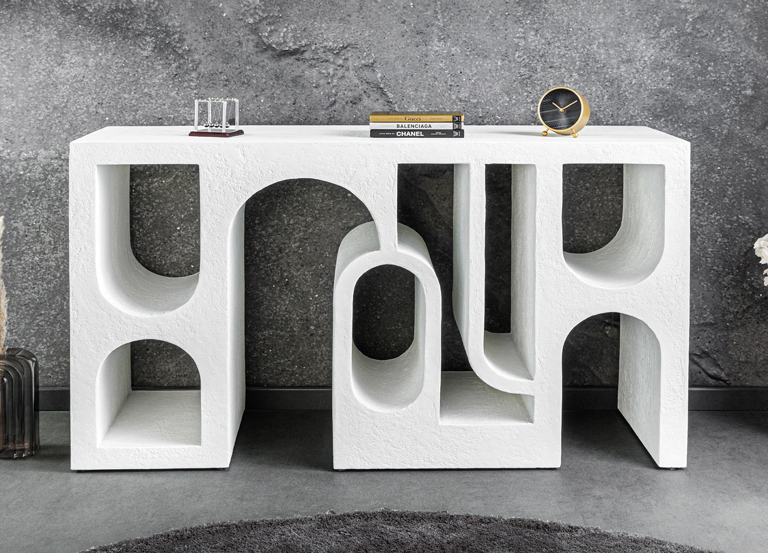 Table console 120 cm blanche géométrique
