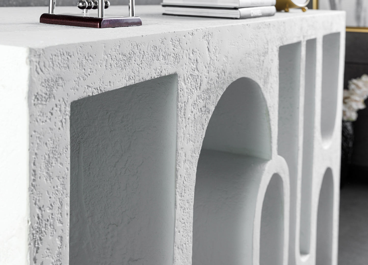 Table console 120 cm blanche géométrique