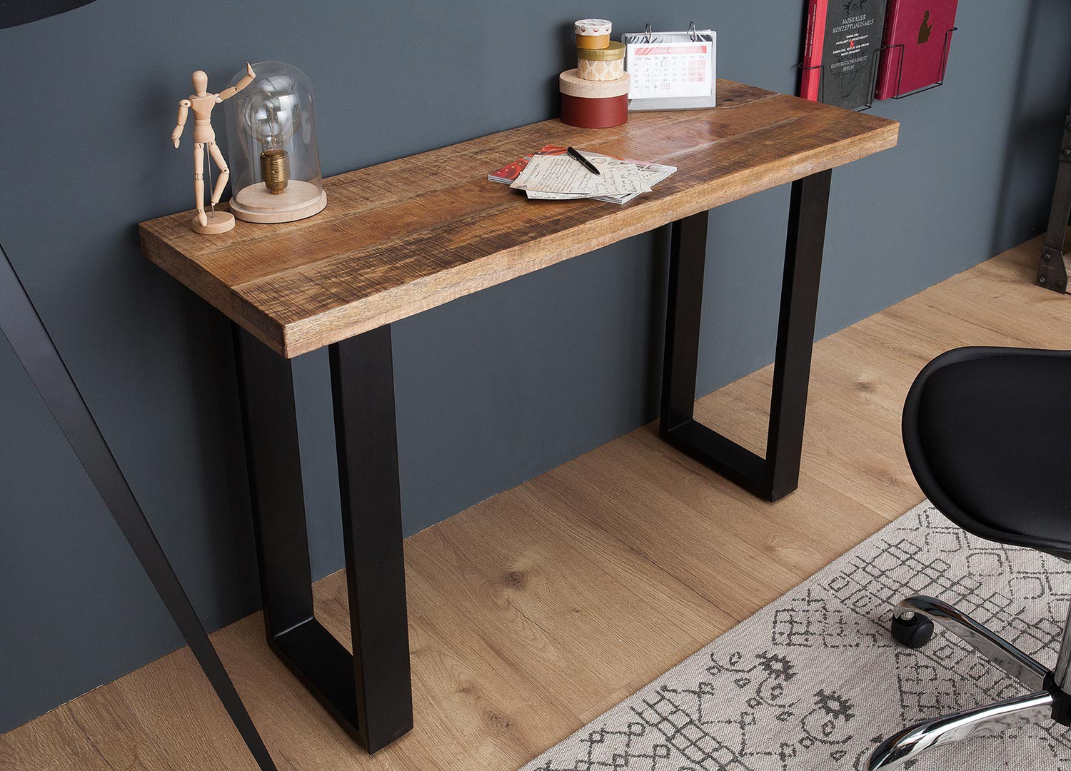 Table console design bois massif 115 cm