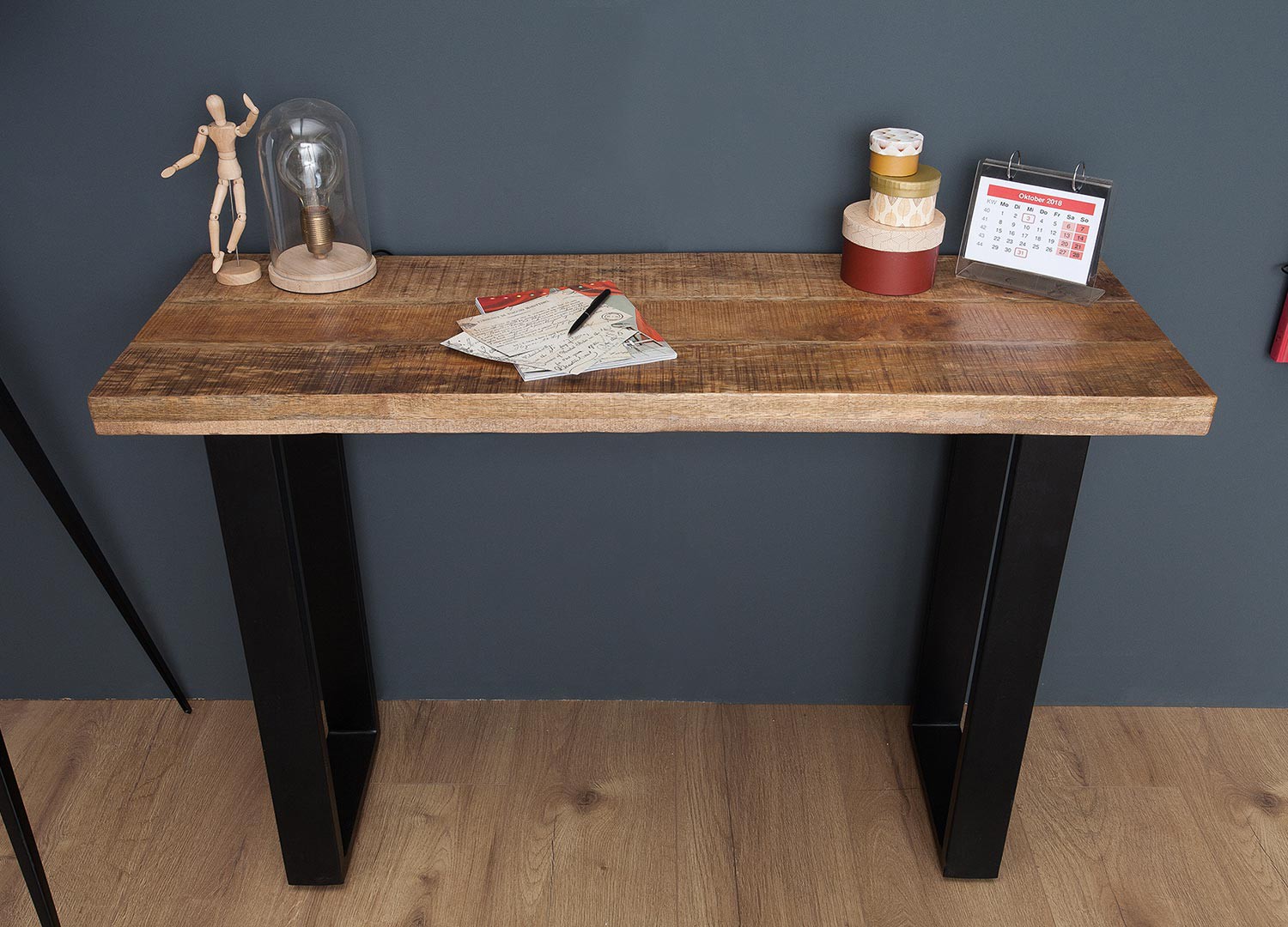 Table console design bois massif 115 cm