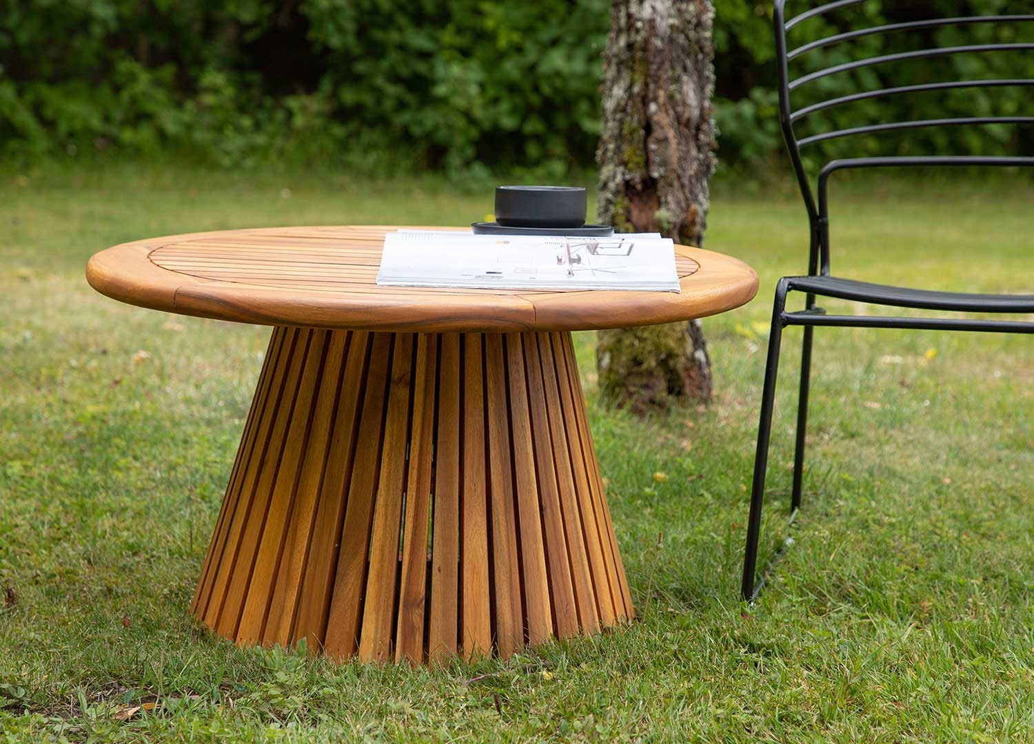 Table d'appoint de jardin ronde en acacia