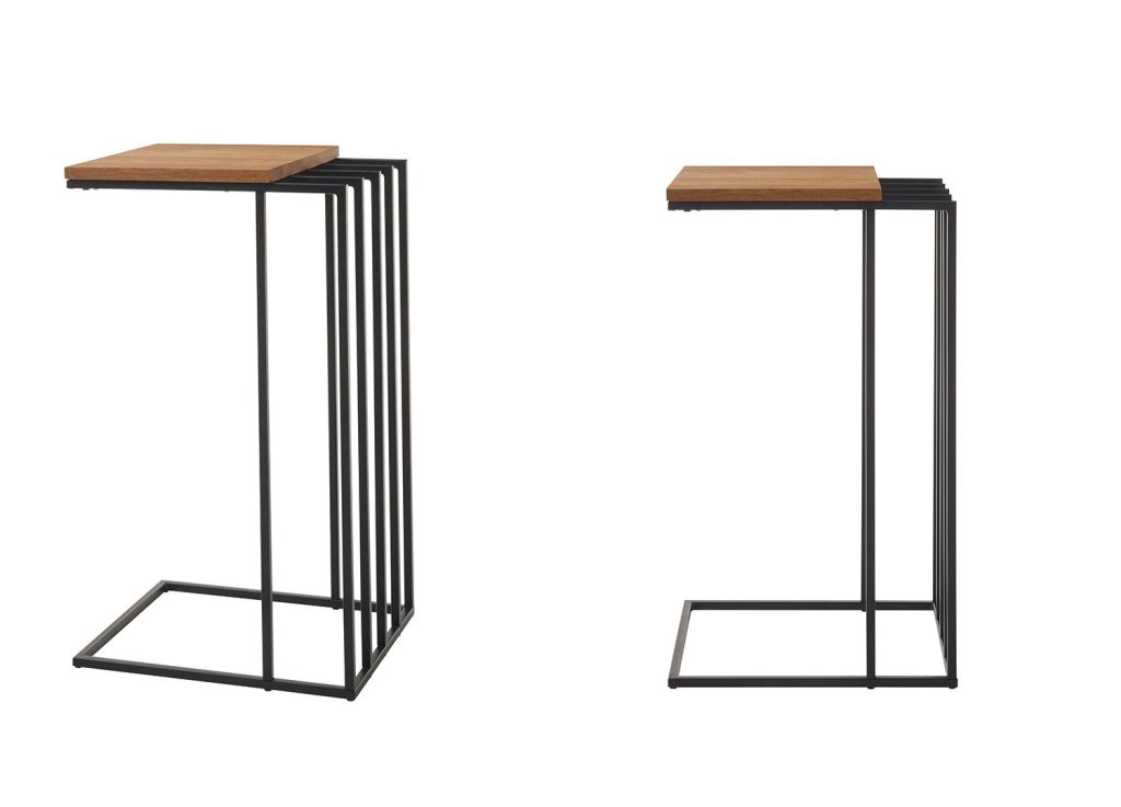 Table d'appoint design chêne massif et métal noir