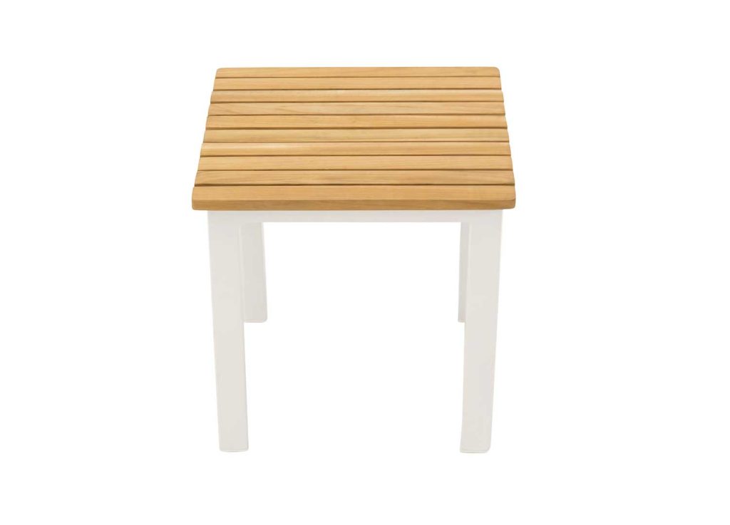 Table d'appoint d'extérieur carrée teck et aluminium