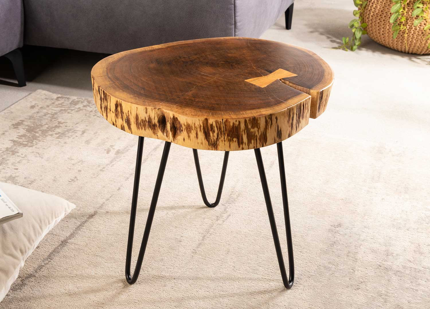 Table d'appoint ronde bois d'acacia 40 cm