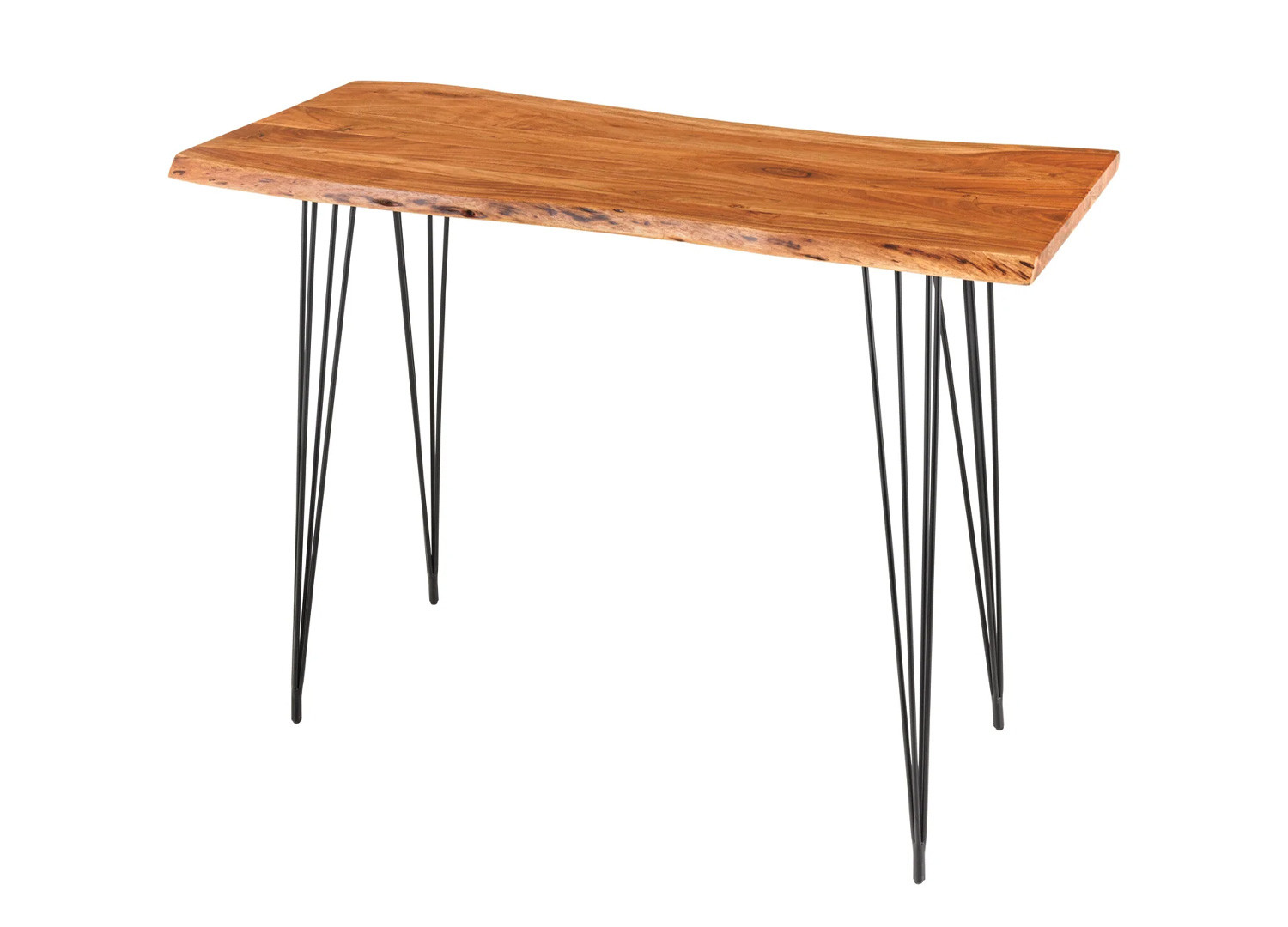 Table de bar en acacia et pieds épingle métal noir Nivor