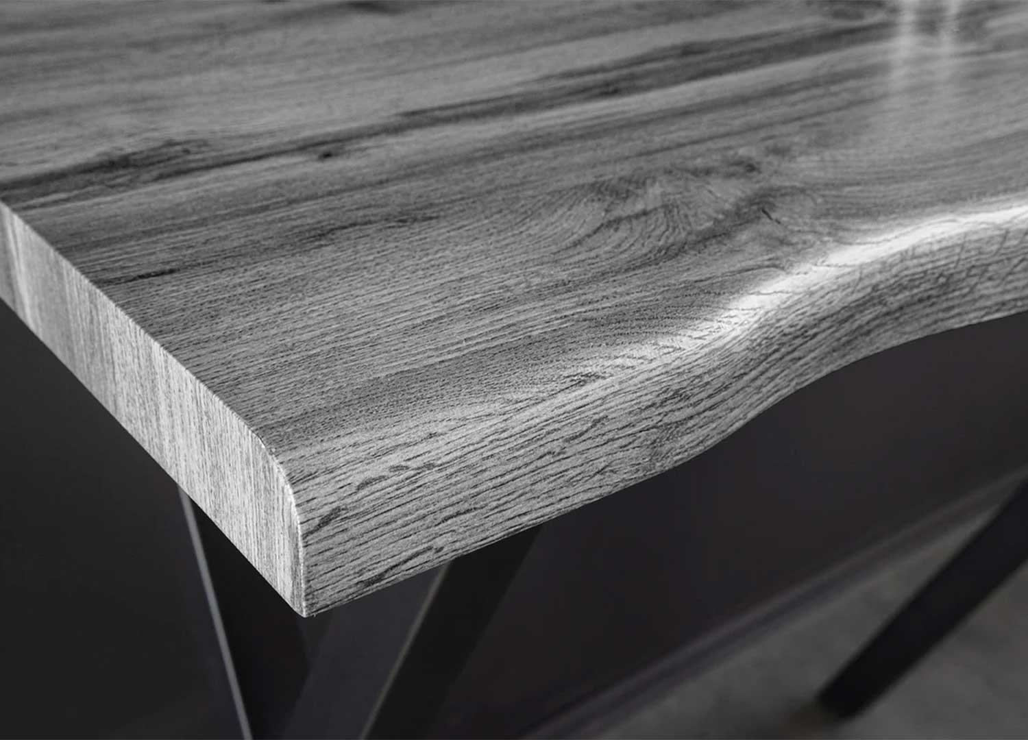 Table de bar en bois aspect chêne sauvage gris Joka