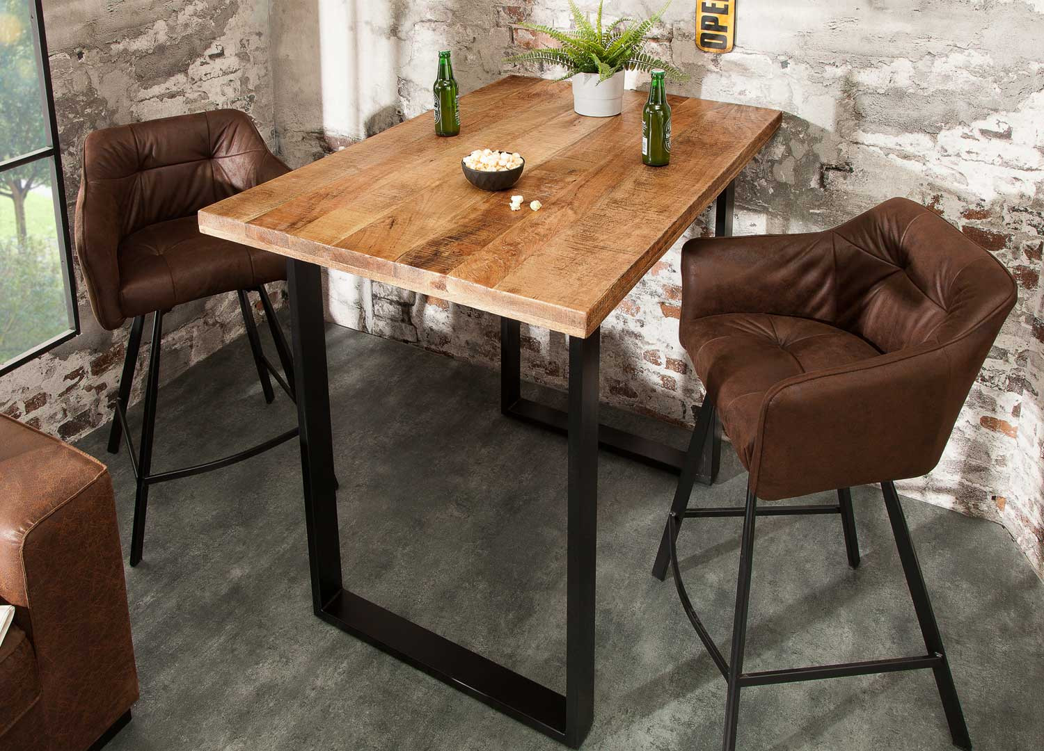 Table de bar en bois massif de manguier 120 cm