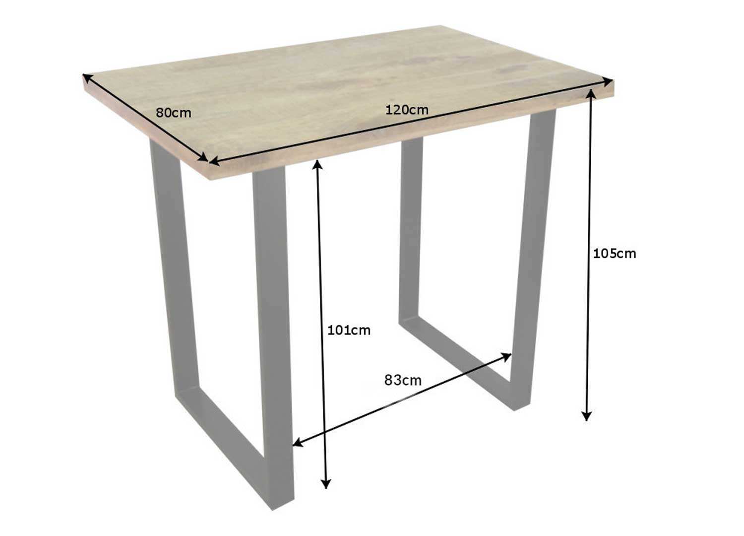 Table de bar en bois massif de manguier 120 cm
