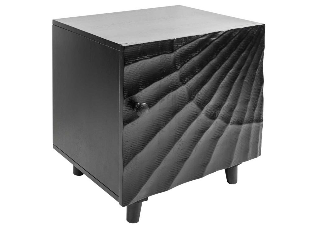 Table de chevet 1 porte bois de manguier teinté noir