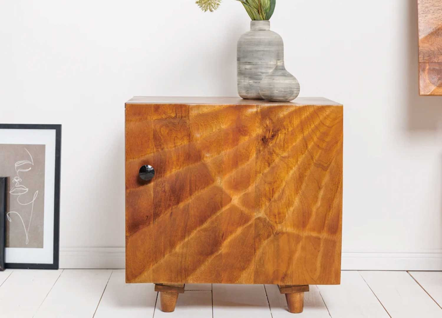 Table de chevet 1 porte bois massif